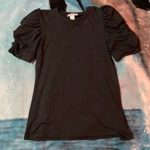 black fancy blouse with puffy shoulders🖤